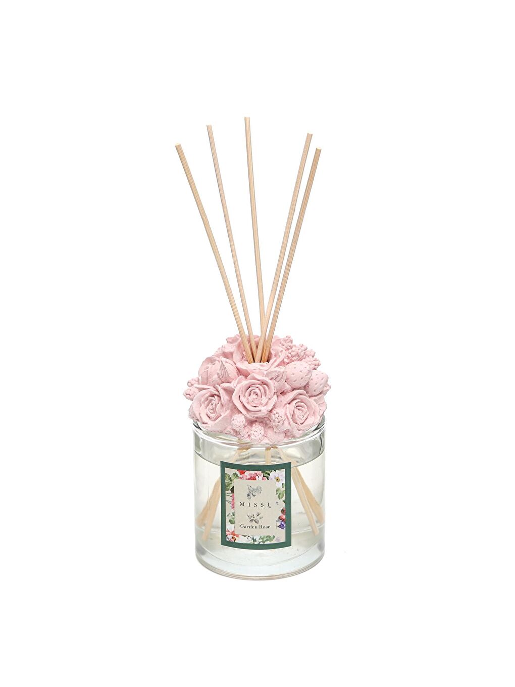 100 ml Pembe Seramik Taş Bambu Çubuklu Garden Rose Oda Kokusu-1