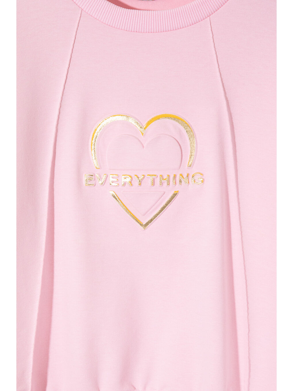 Pembe Kalp Kabartmalı Bisiklet Yaka Kız Çocuk Sweatshirt 19661-1