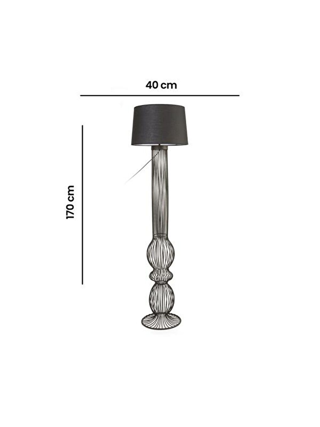 Evidea Lighting Deniz Metal Lambader - Siyah - 170 cm - 5