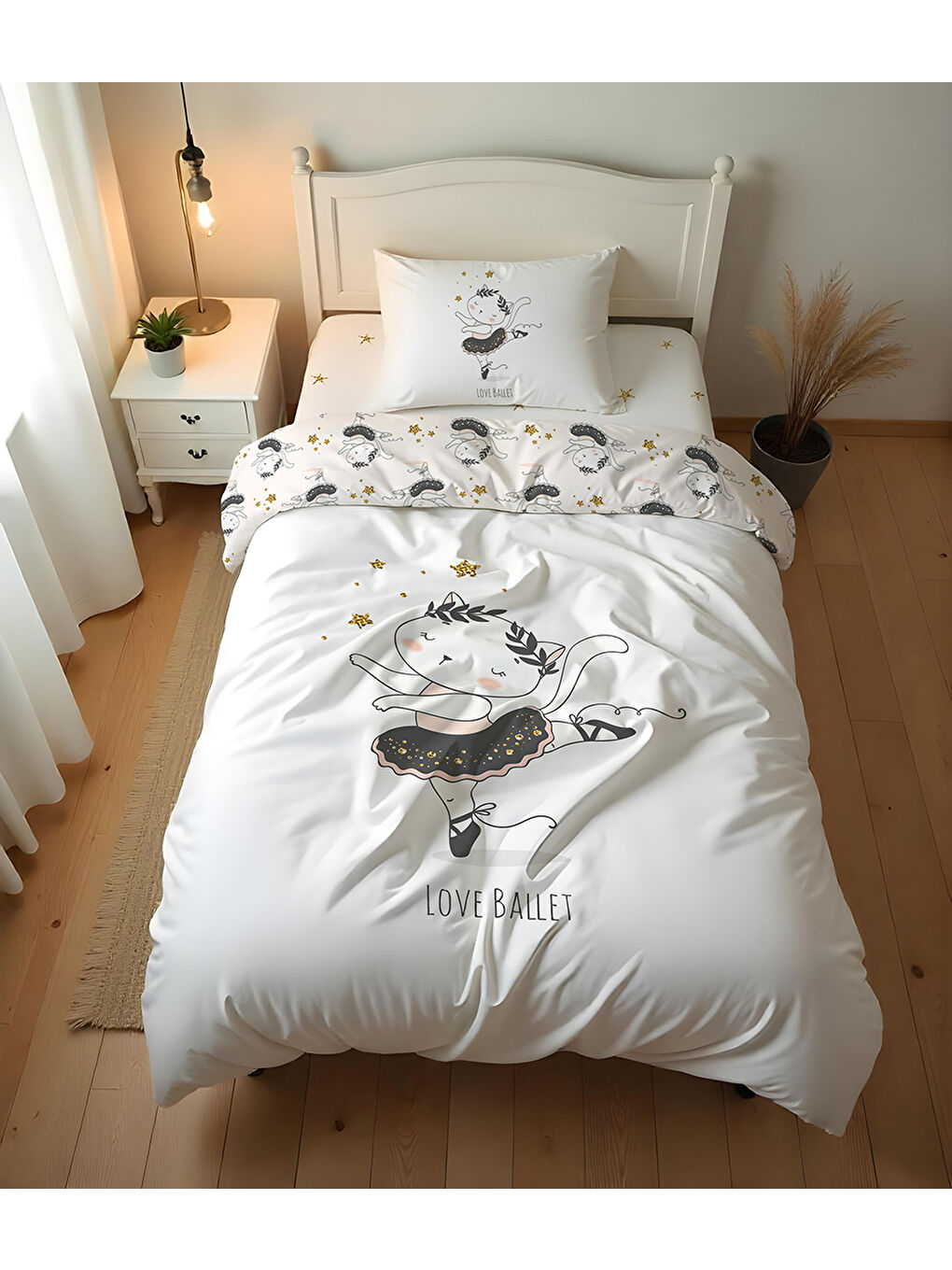 Karışık Kedi Desenli Çarşafsız 2'li Takım Baskılı Tek Kişilik Nevresim Takımı 160x220 cm