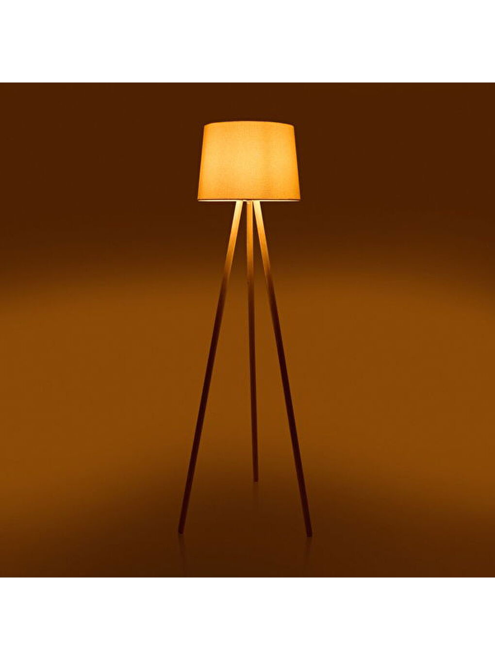 Sarı Lighting Ahşap Ayak Tripod Lambader - Natürel / Beyaz-3