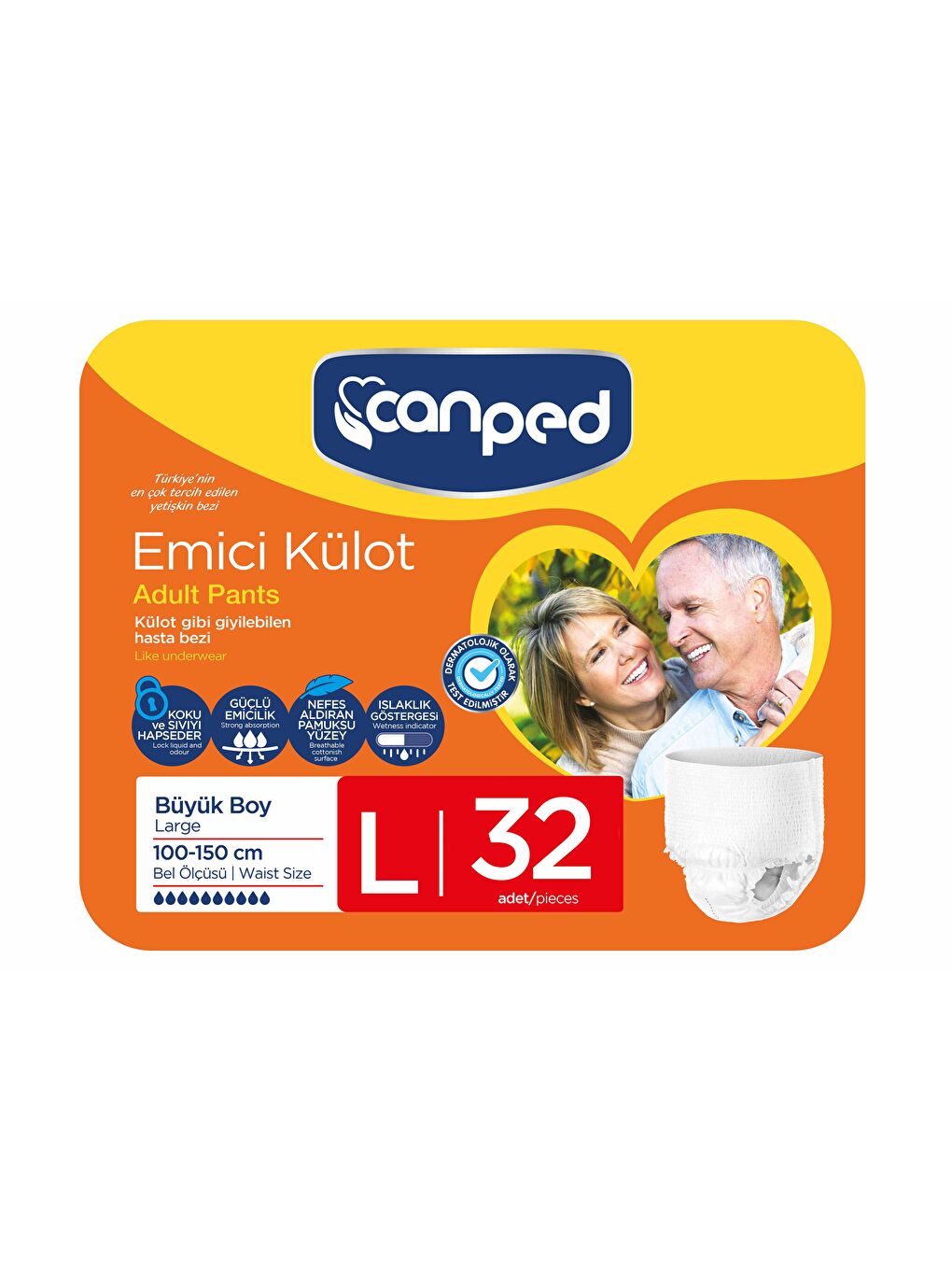 Canped Renksiz Emici Külot Büyük Boy Large 32 Adet