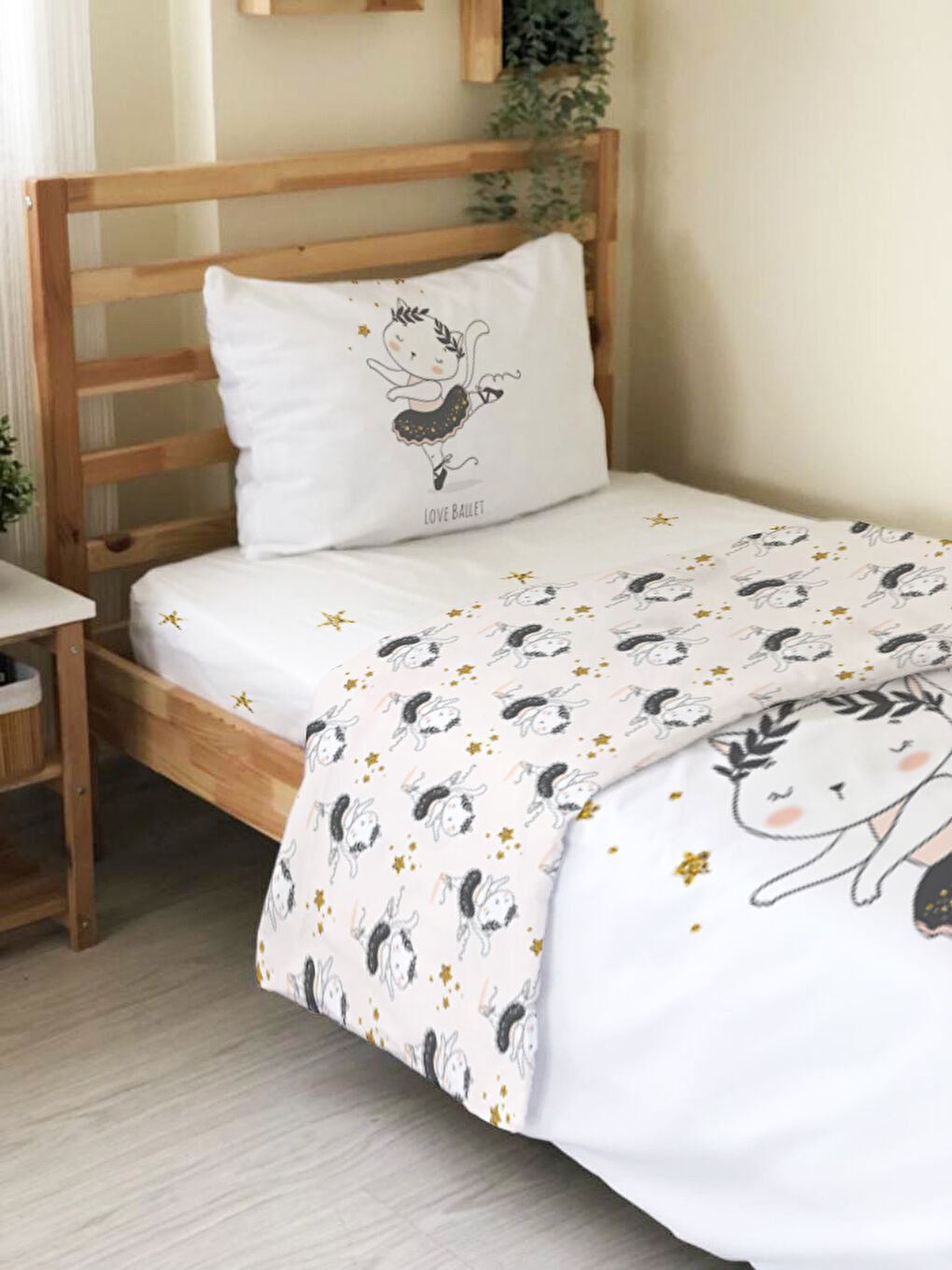 Karışık Kedi Desenli Çarşafsız 2'li Takım Baskılı Tek Kişilik Nevresim Takımı 160x220 cm-2