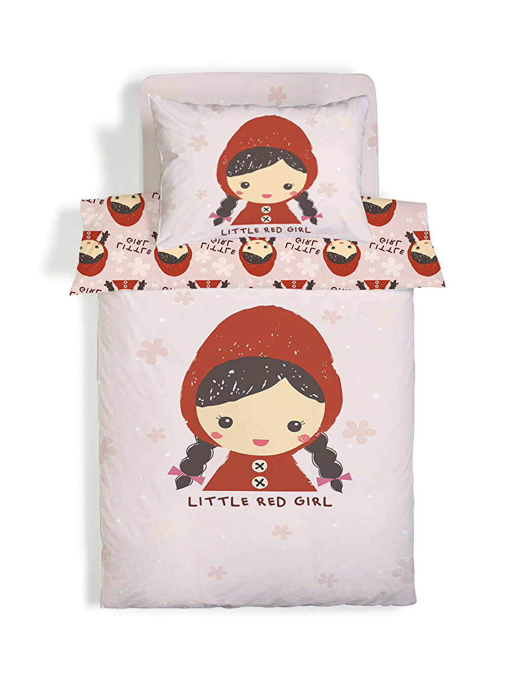 Karışık Kız Desenli Çarşafsız 2'li Takım Baskılı Tek Kişilik Nevresim Takımı 160x220 cm-3