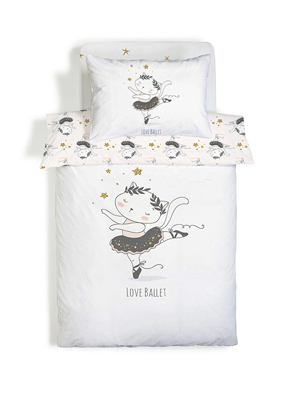 Karışık Kedi Desenli Çarşafsız 2'li Takım Baskılı Tek Kişilik Nevresim Takımı 160x220 cm-3