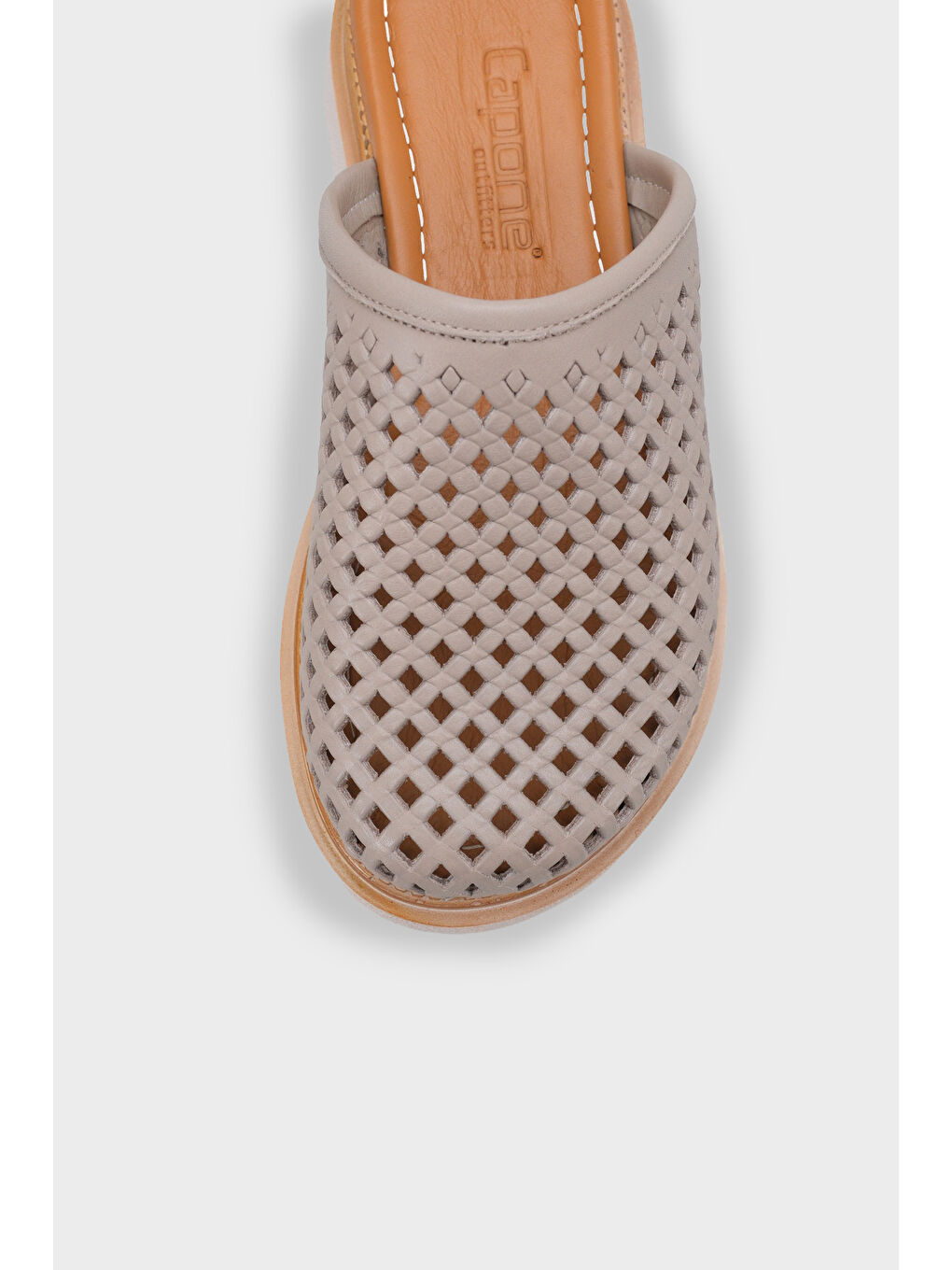 Gri Madelle Hakiki Deri Dolgu Topuk Zımbalı Kadın Sabo-2