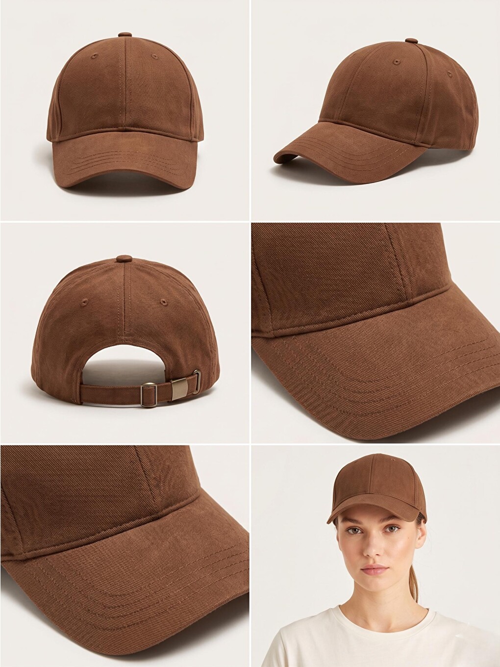 Kahverengi Kahve Unisex Basic Kep Şapka Sade Düz Renk Günlük Ayarlanabilir Cap SPK12-1 KAHVERENGI