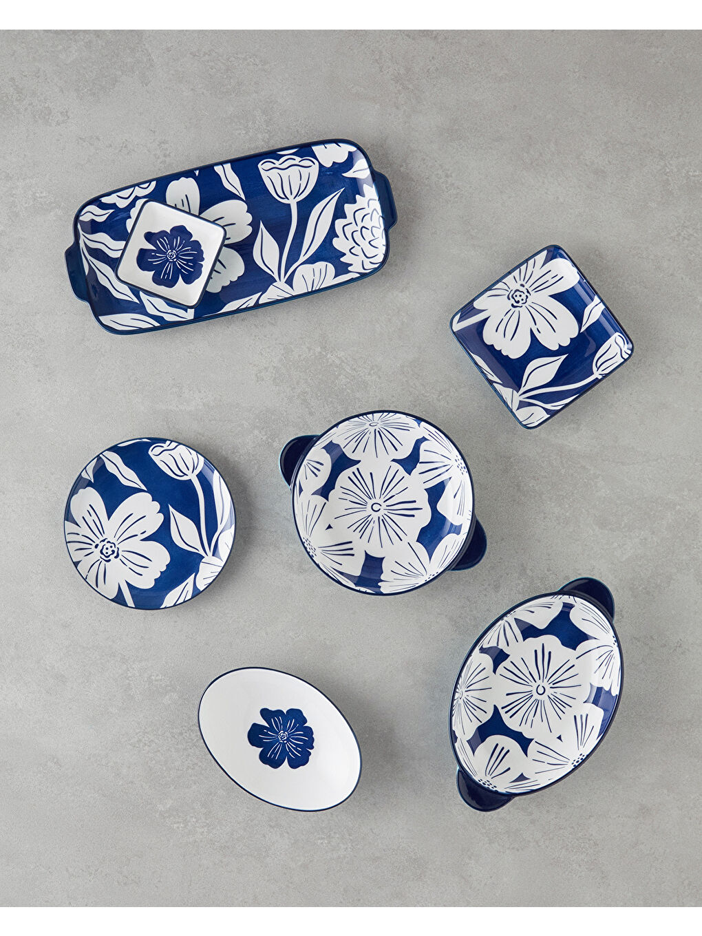 Ophelia Kayık Tabak 22x13 cm Mavi-Beyaz-3