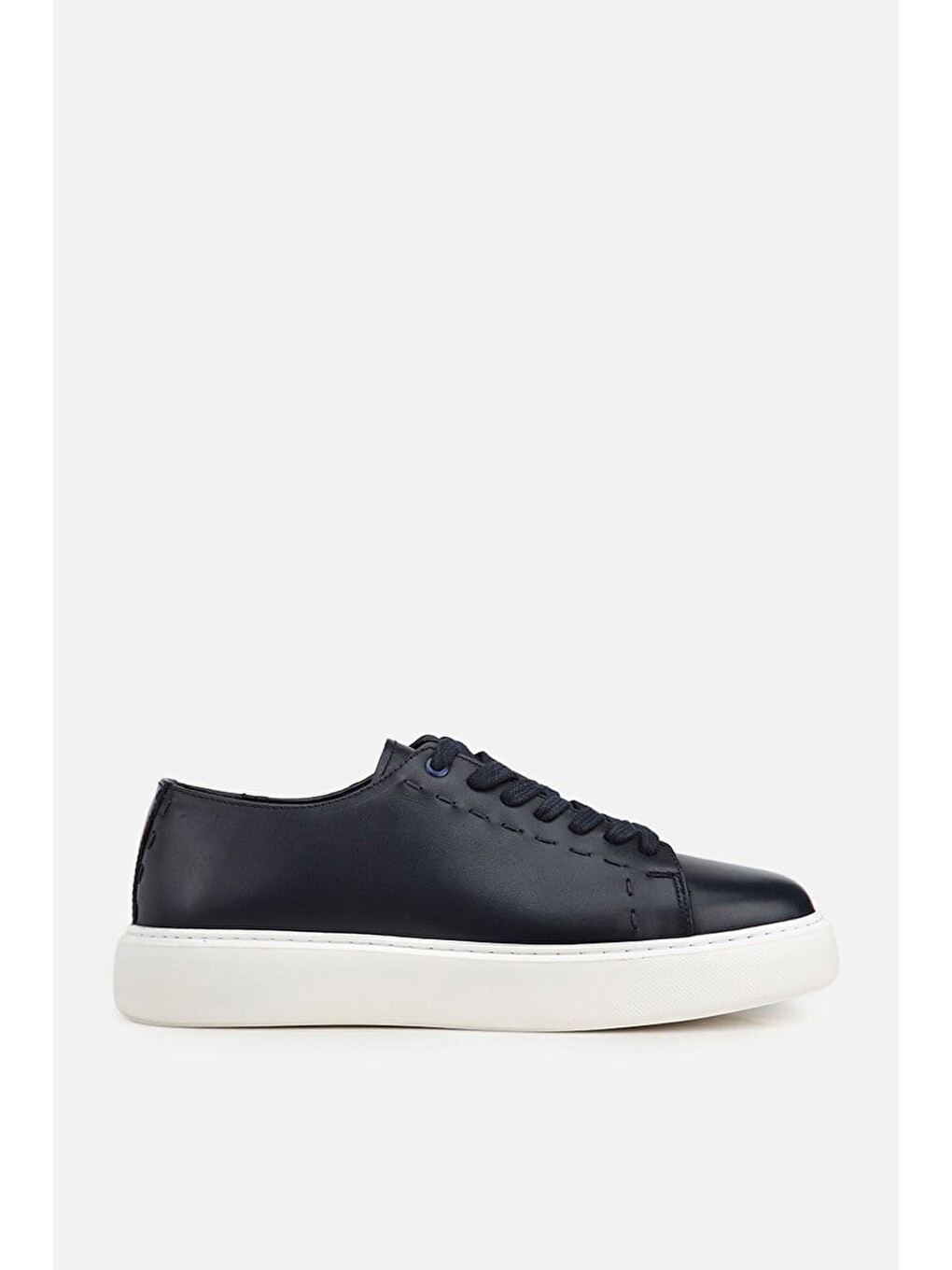 Erkek Lacivert Deri Bağcıklı Kalın Tabanlı Günlük Sneaker