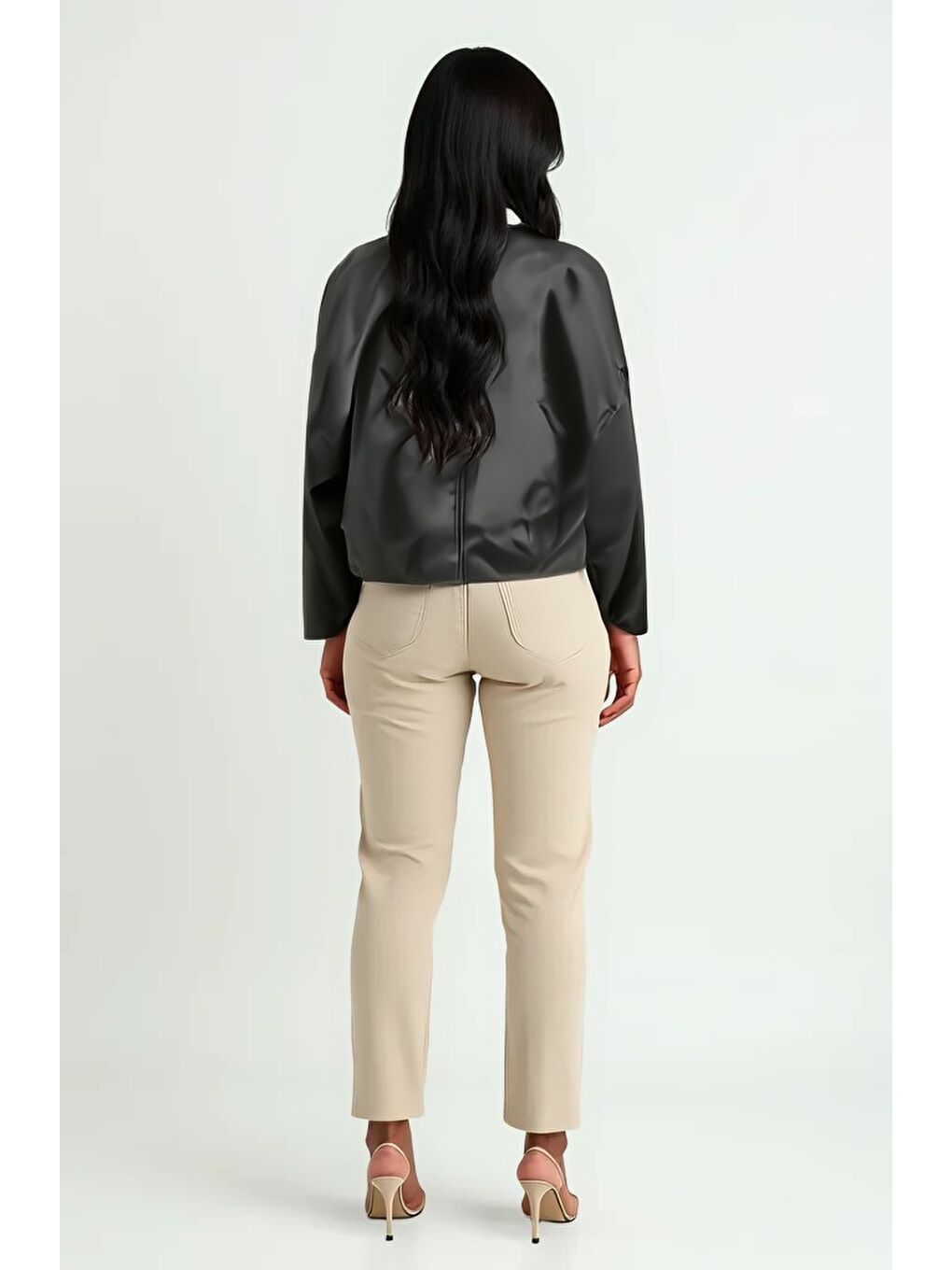 Kadın Kemer Detaylı Deri Ceket 1056 - Siyah-2