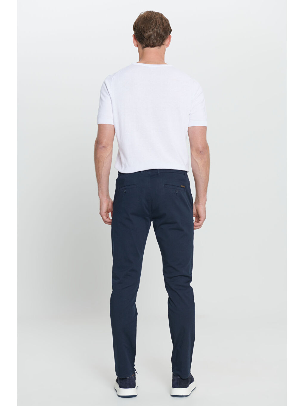 Erkek Lacivert Slim Fit Dar Kesim Pamuklu Esnek Chino Pantolon-4