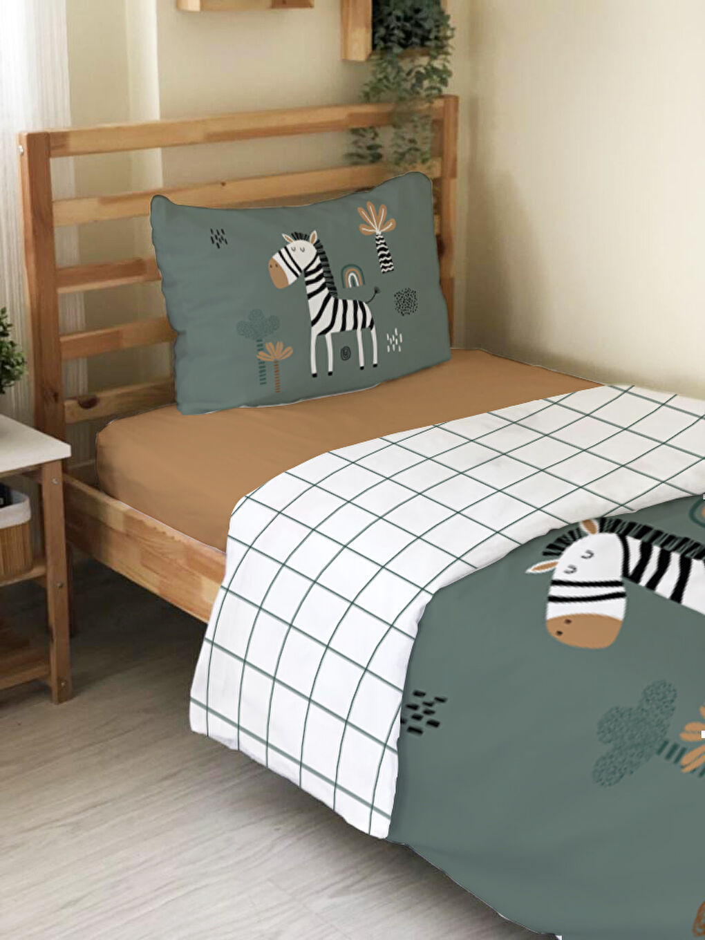 Karışık Zebra Desenli Çarşafsız 2'li Takım Baskılı Tek Kişilik Nevresim Takımı 160x220 cm-2