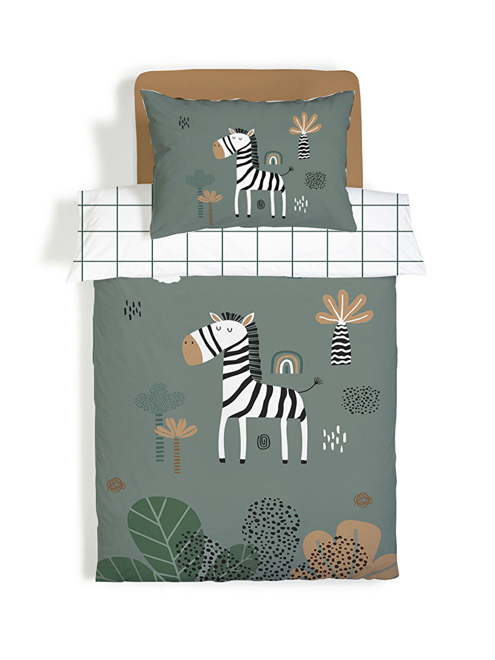 Karışık Zebra Desenli Çarşafsız 2'li Takım Baskılı Tek Kişilik Nevresim Takımı 160x220 cm-3