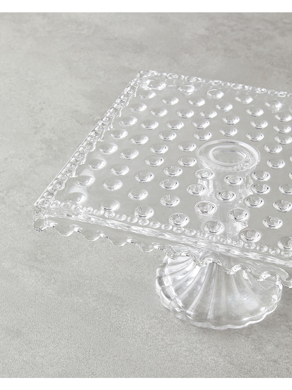 Renksiz Bubbles Cam Kek Standı 18x11 Cm Şeffaf-2