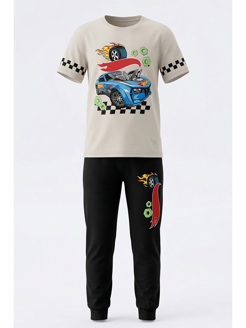 Erkek Çocuk Pamuk Penye Pijama Takımı 4294 Bej-2