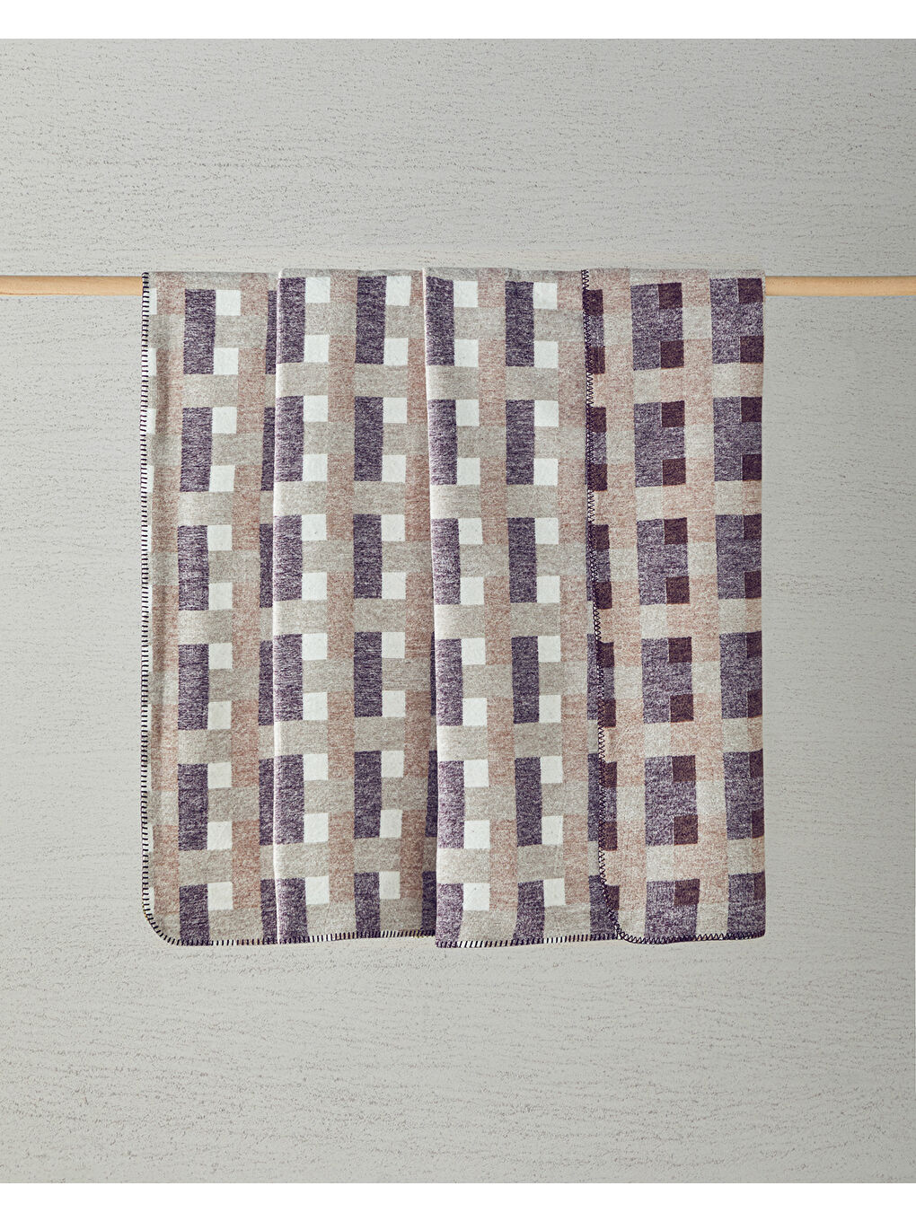 Ekru Magnet Pamuklu Çift Kişilik Battaniye Krem - Bordo