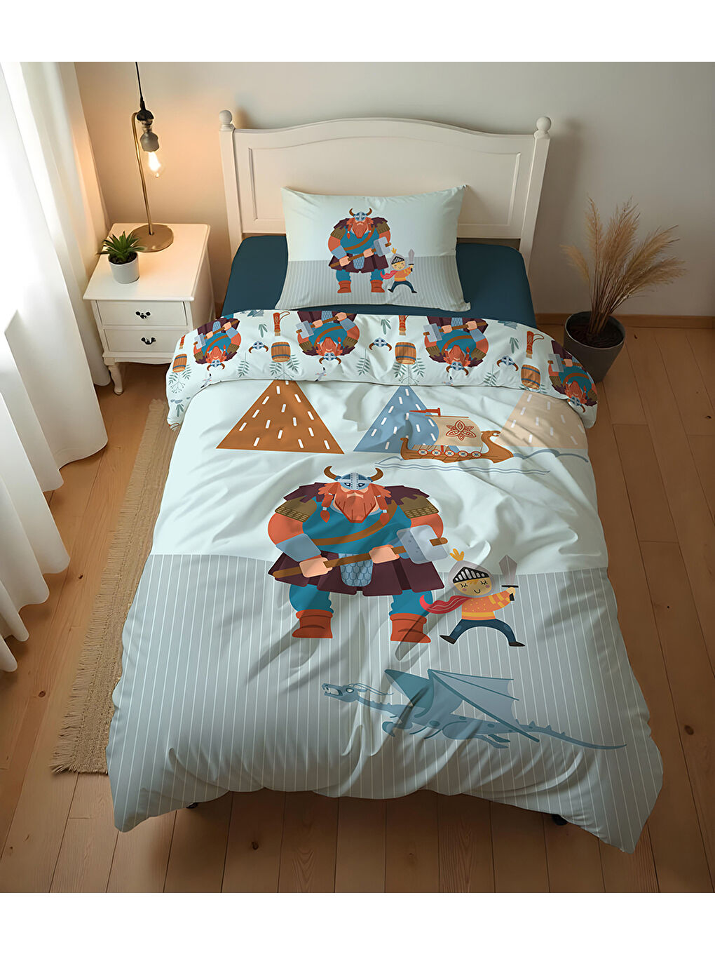 Karışık Çizgi Fiml Karakter Desenli Çarşafsız 2'li Takım Baskılı Tek Kişilik Nevresim Takımı 160x220 cm