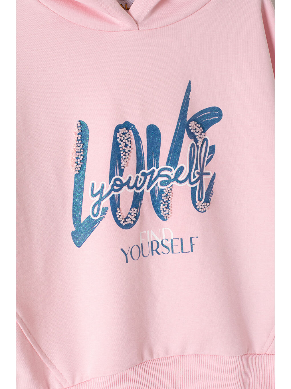 Cansın Mini Pembe Love Yazılı Kapüşonlu Kız Çocuk Sweatshirt 19646 - 2