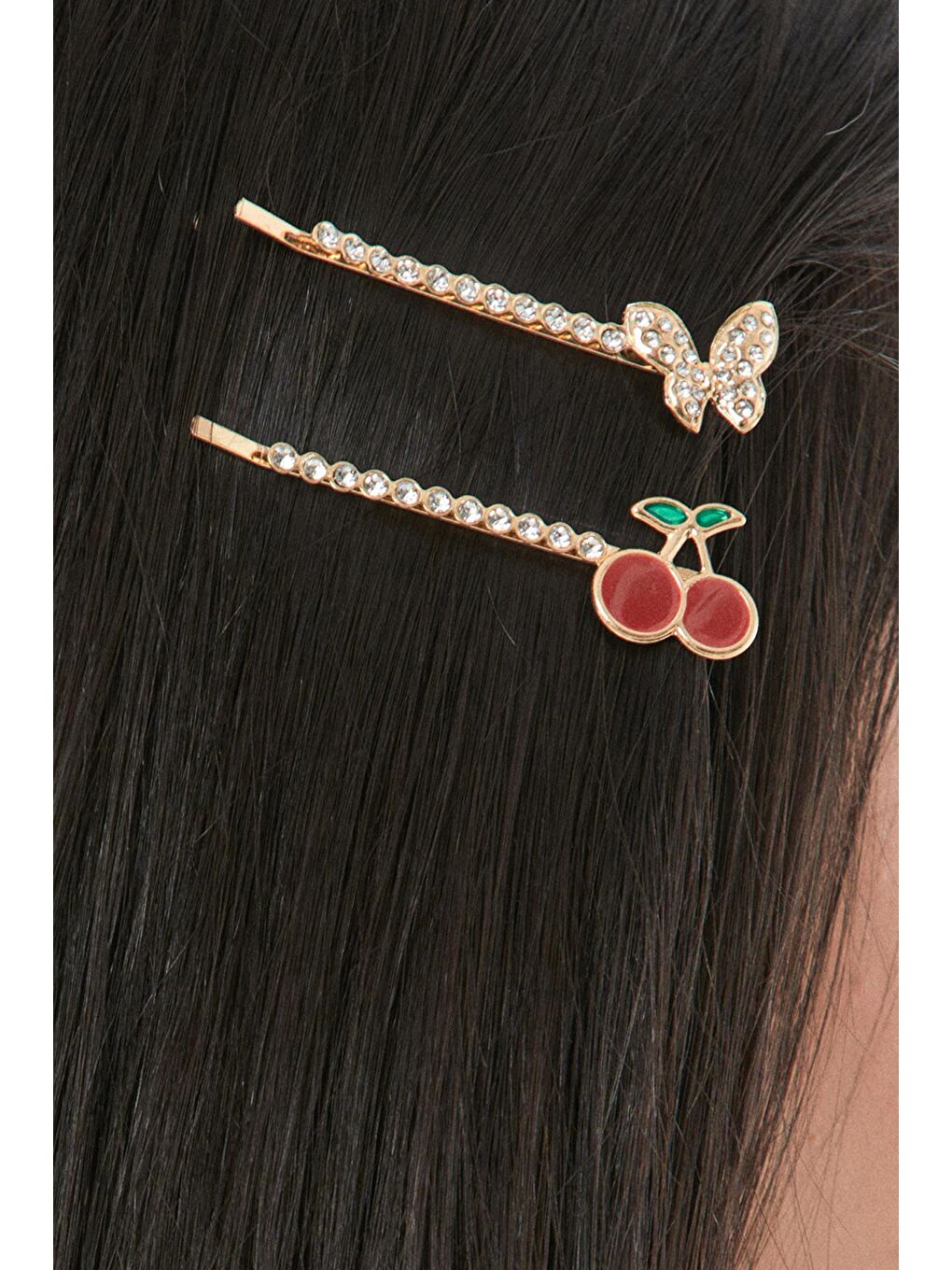 Sarı Kelebekli Kirazlı 2 Li Toka-1