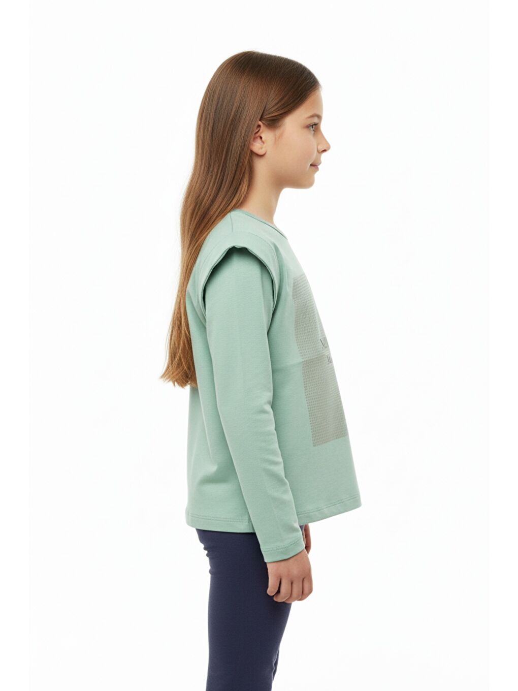 Yeşil Kız Çocuk Baskılı Tişört-1