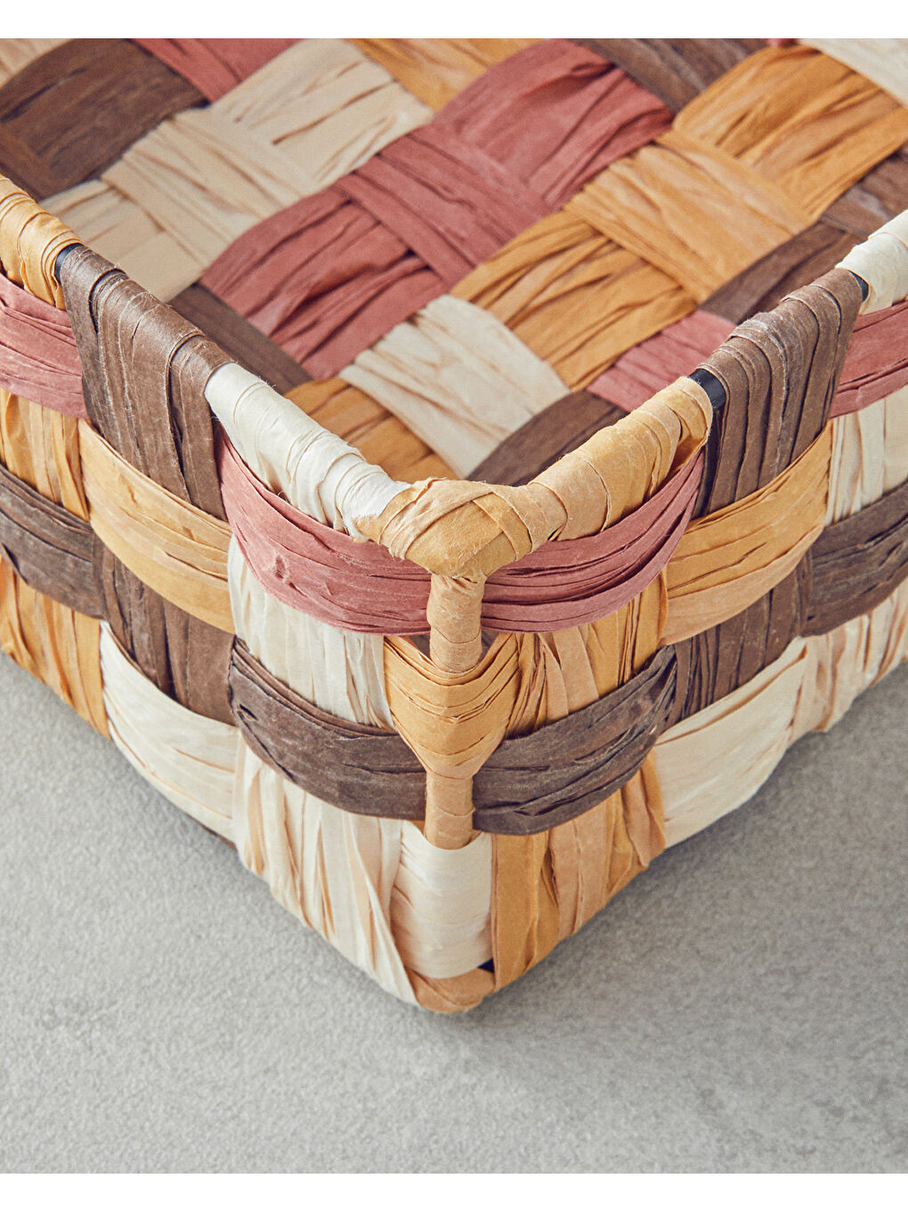 Kahverengi Modern Square Kağıt İp Sepet Kahve-2