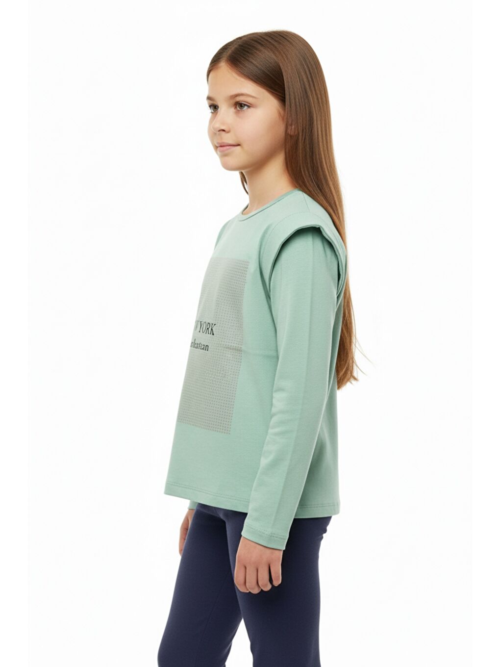 Yeşil Kız Çocuk Baskılı Tişört-3