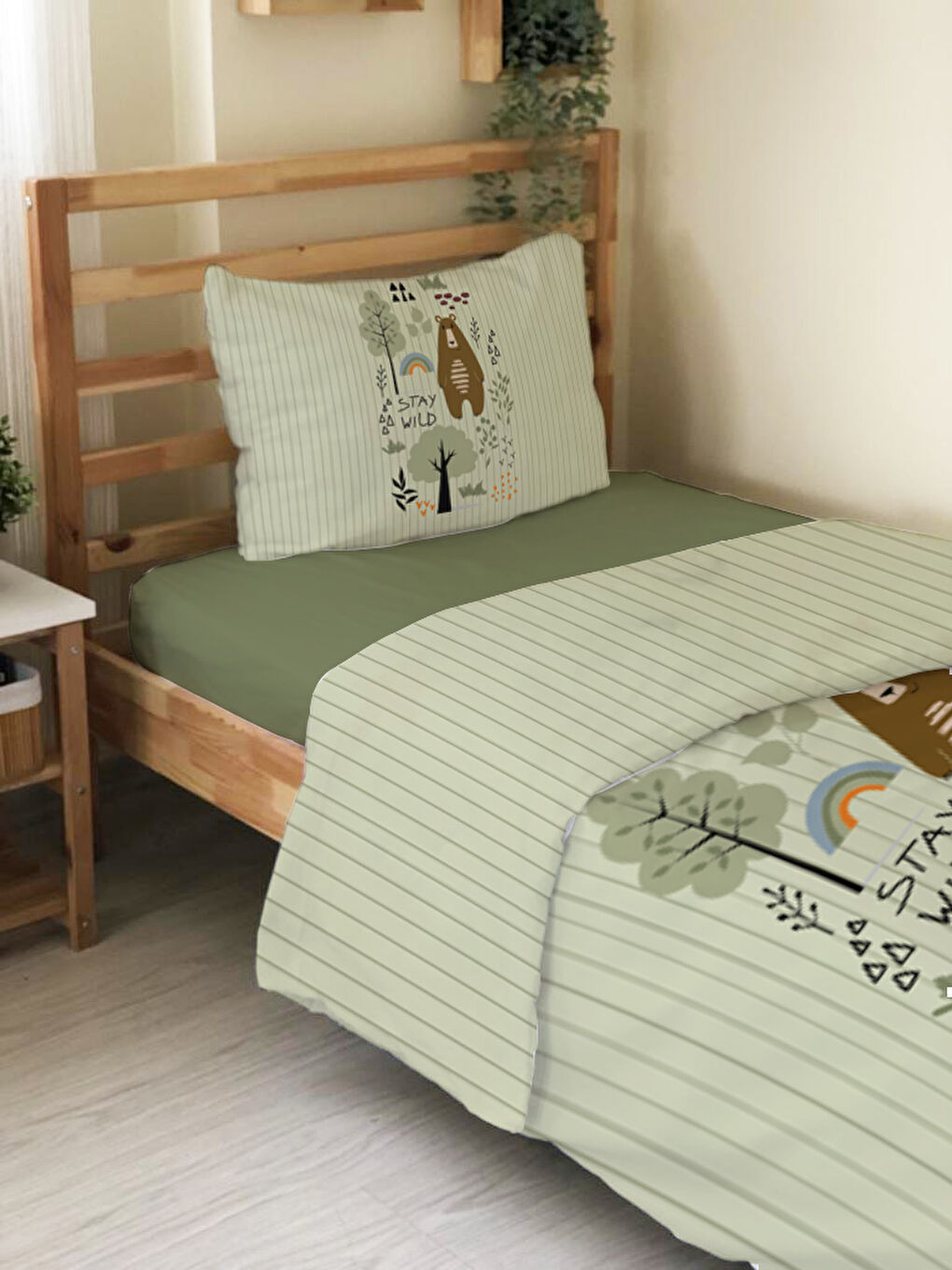 Karışık Sevimli Hayvan Desenli Çarşafsız 2'li Takım Baskılı Tek Kişilik Nevresim Takımı 160x220 cm-2