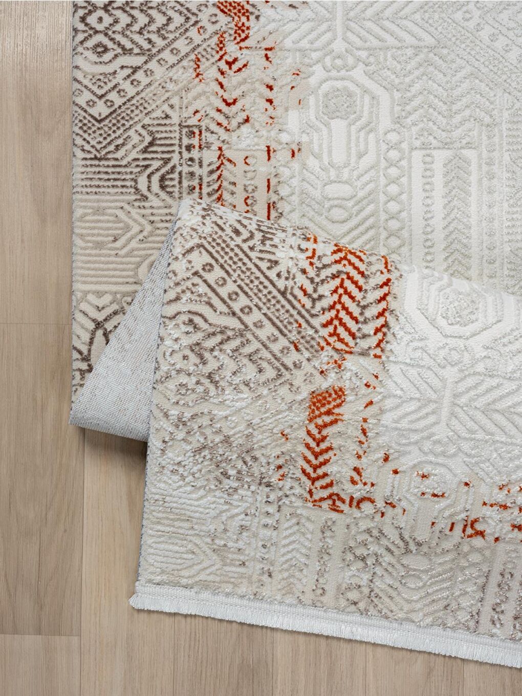 Ekru Elex 5205 Salon Mutfak Oturma Odası Halısı Modern Dokuma Halı-80x300-2