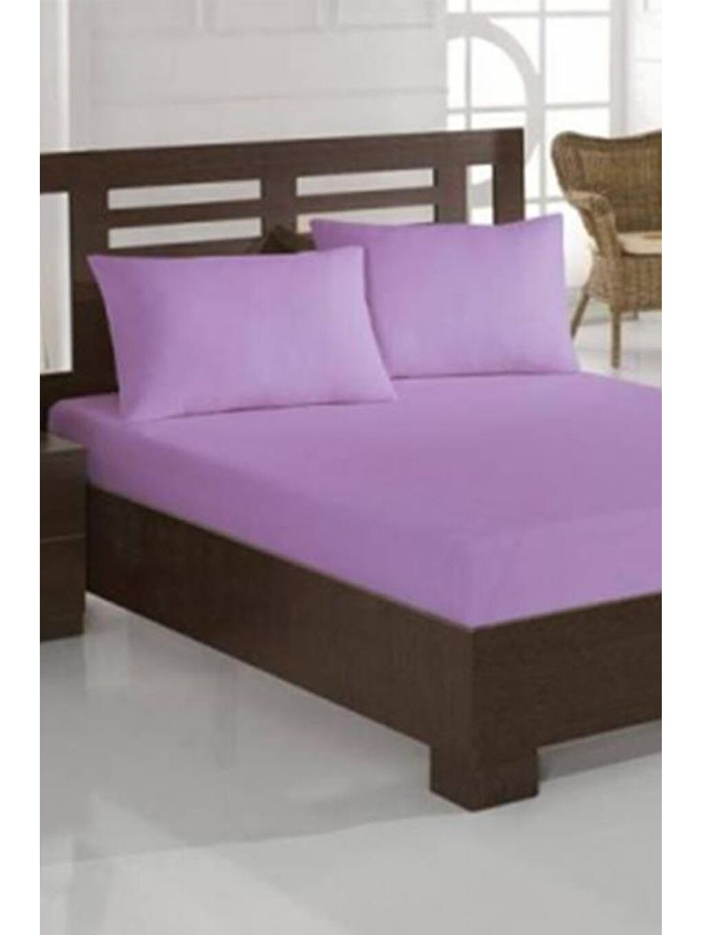 Karışık Penye Çift Kişilik Lastikli Çarşaf Lila