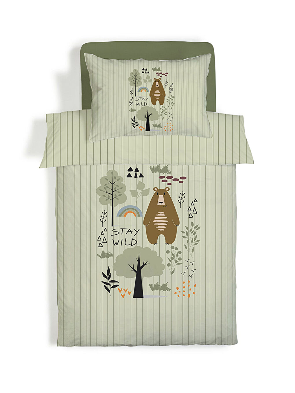 Karışık Sevimli Hayvan Desenli Çarşafsız 2'li Takım Baskılı Tek Kişilik Nevresim Takımı 160x220 cm-3