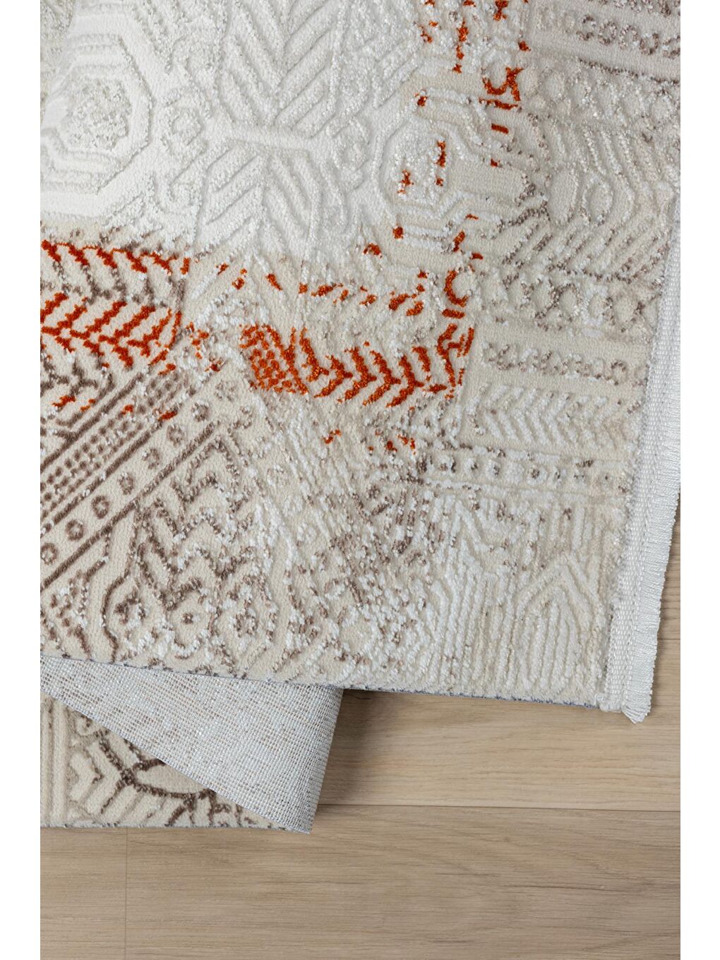 Ekru Elex 5205 Salon Mutfak Oturma Odası Halısı Modern Dokuma Halı-80x300-4