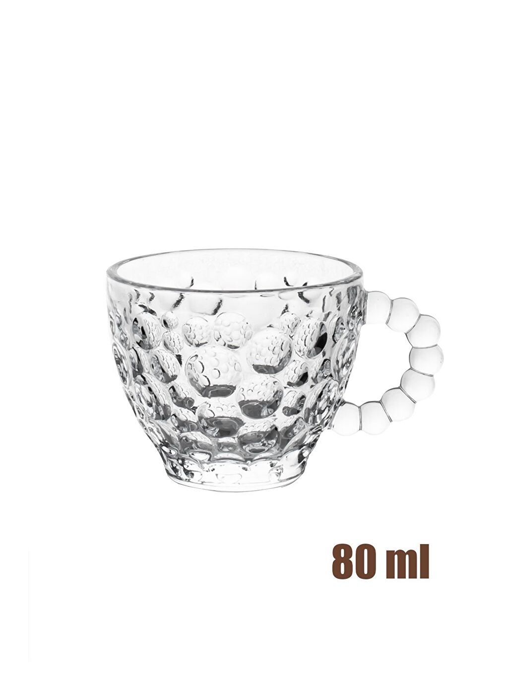 Renksiz Cherry Coffee Taşlı Boncuklu Cam Çay Fincanı 6'lı 80 ml-5