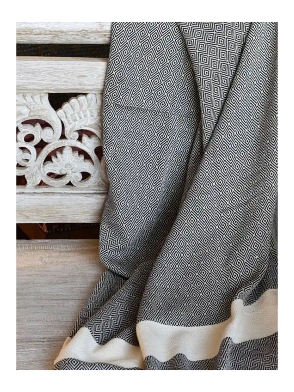 Siyah Elmas Yöresel Peştemal – 100x180 cm | %100 Pamuk-2