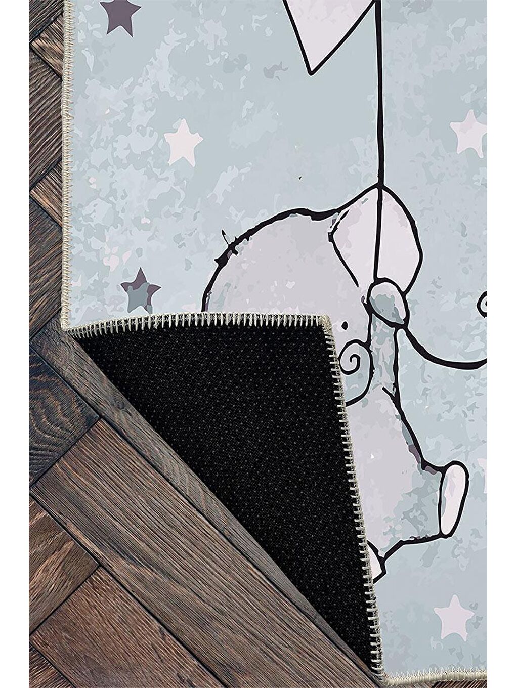 Mavi Premium Kalite, Pamuk ve Kaydırmaz Taban, Yıkanabilir, Çocuk Halısı  60 x 100 cm-3