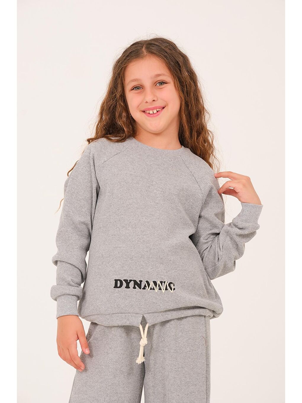 Genç Kız Çocuk Baskılı Sweatshirt - Gri-2