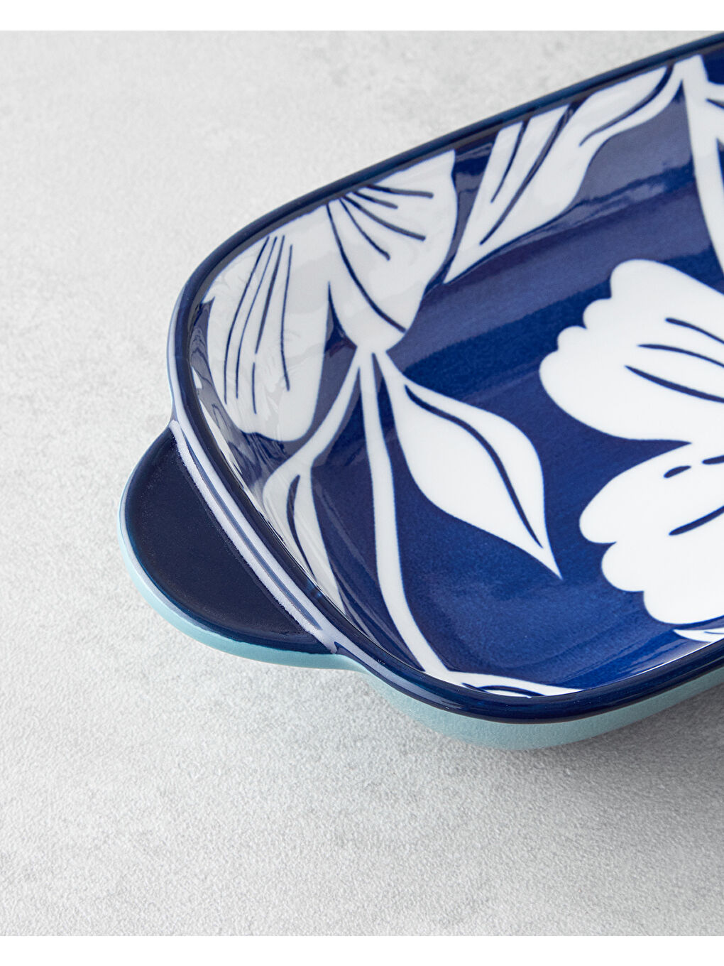 Ophelia Kayık Tabak 21x12 cm Mavi-Beyaz-2