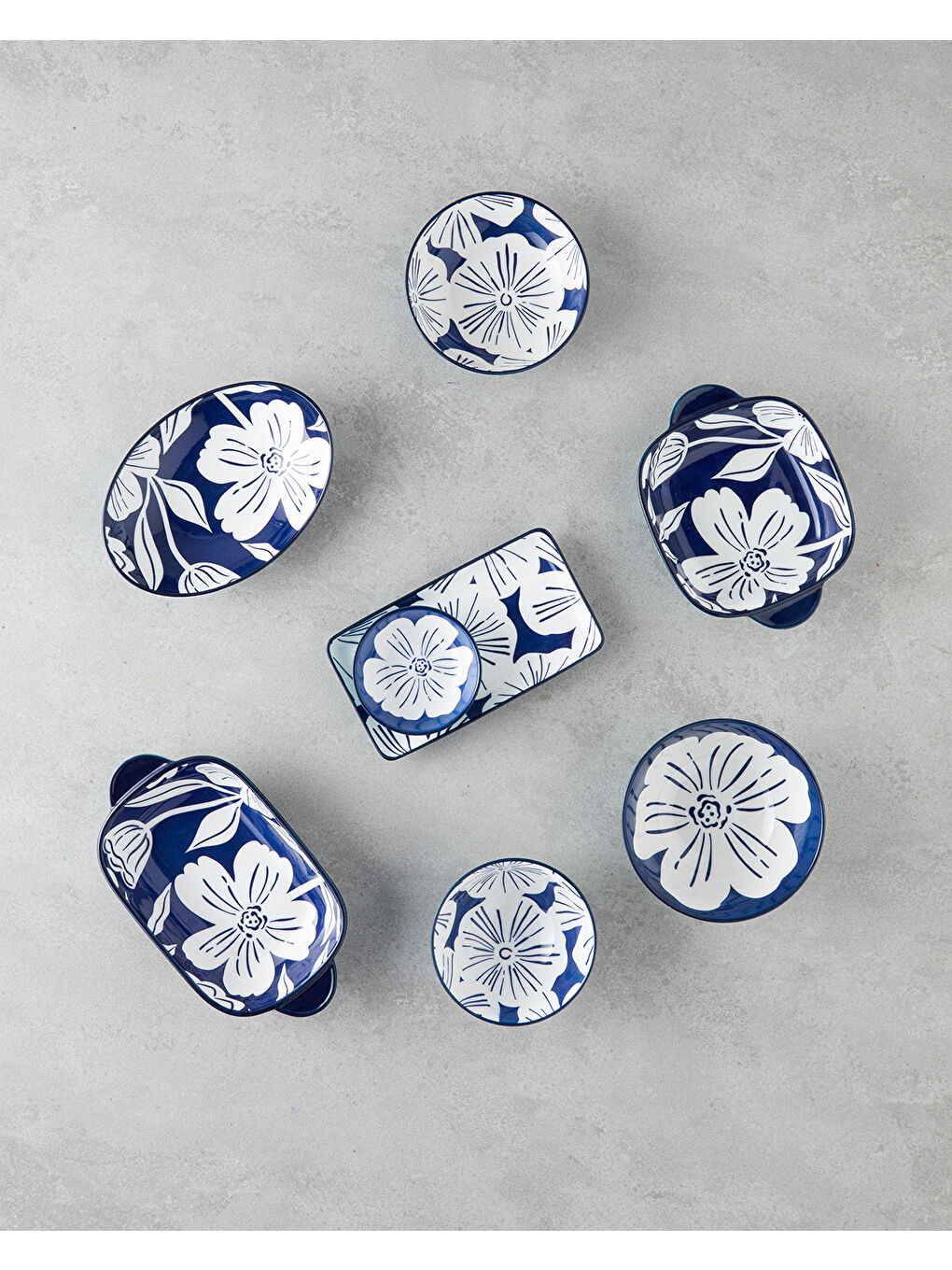 Ophelia Kayık Tabak 21x12 cm Mavi-Beyaz-3