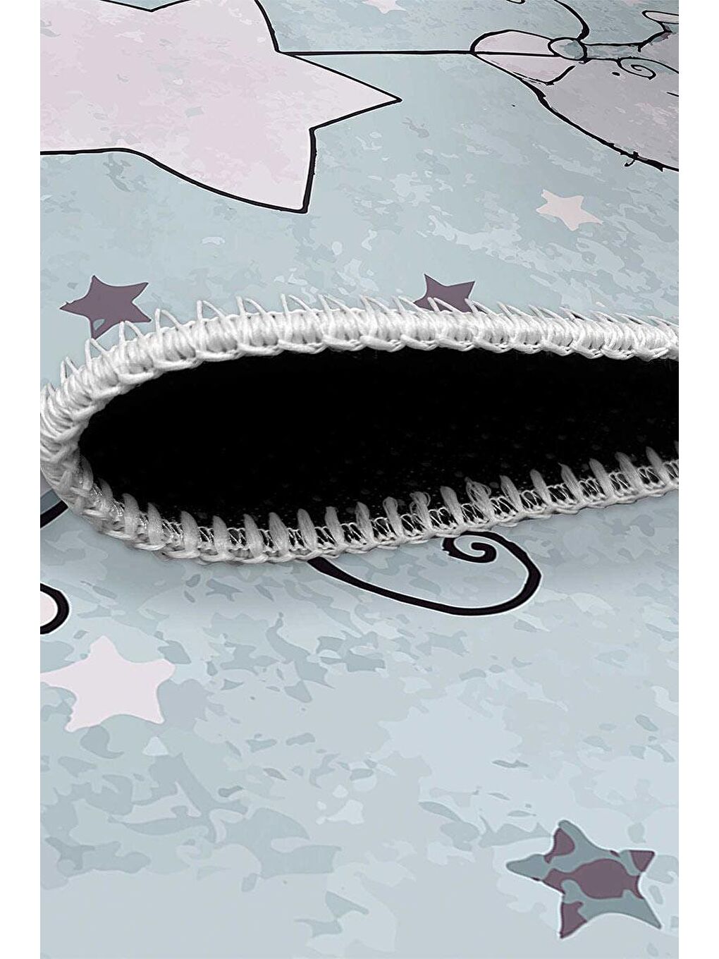 Mavi Premium Kalite, Pamuk ve Kaydırmaz Taban, Yıkanabilir, Çocuk Halısı  60 x 100 cm-4