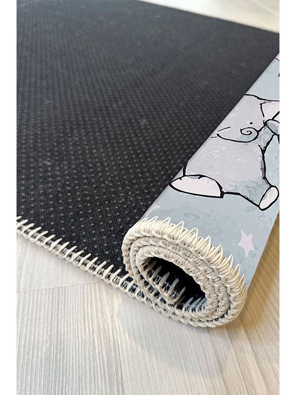 Mavi Premium Kalite, Pamuk ve Kaydırmaz Taban, Yıkanabilir, Çocuk Halısı  60 x 100 cm-5