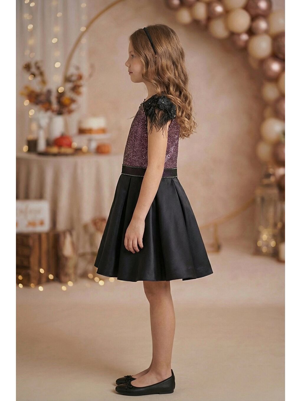 Bordo Kız Çocuk Abiye-1