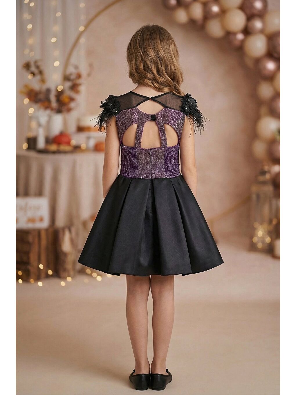 Bordo Kız Çocuk Abiye-3