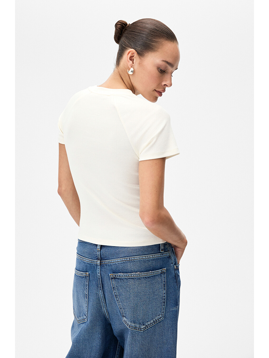 Wıms Kadın Baskılı Kısa Kollu Ekru T-shirt-4