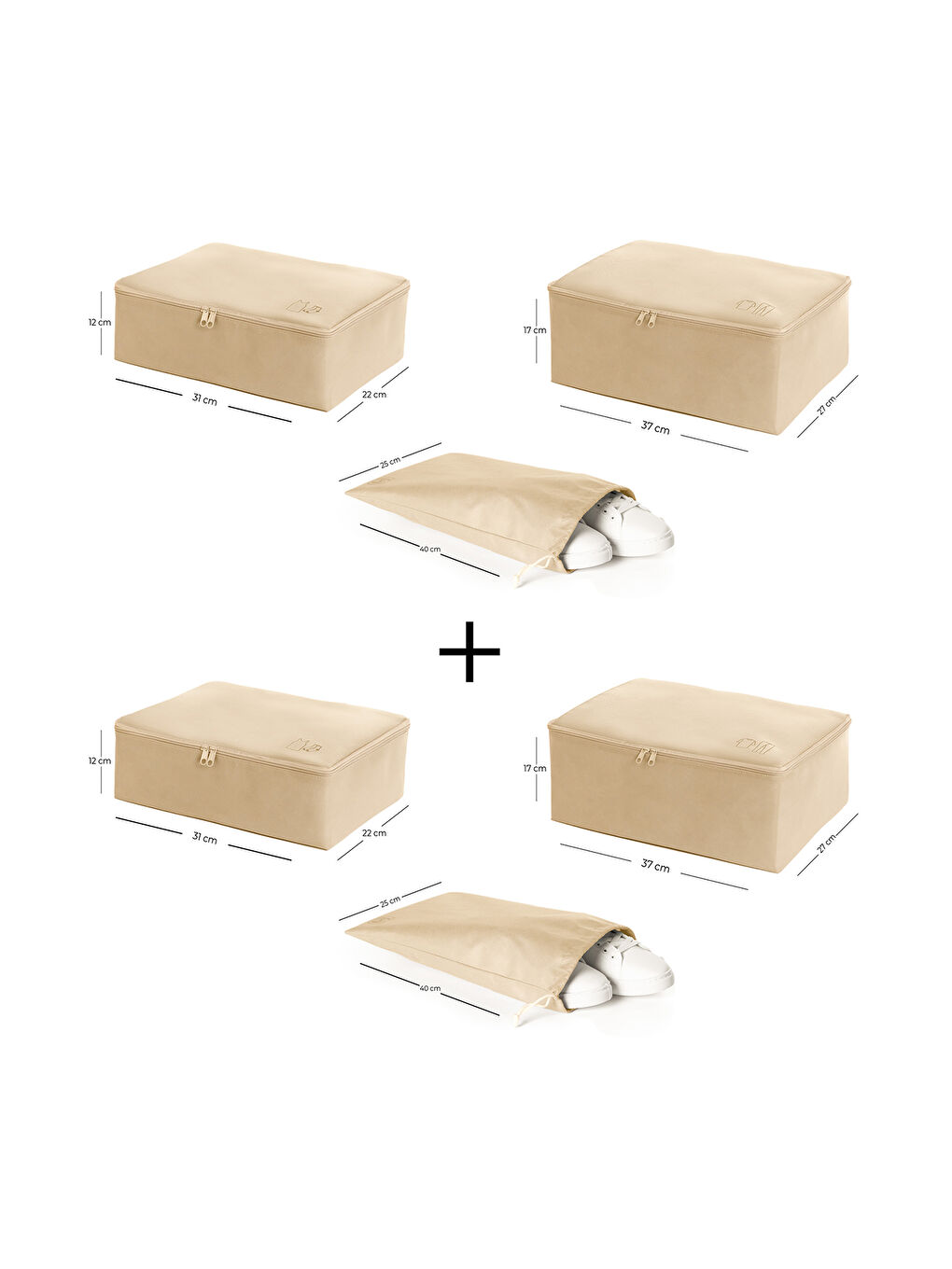 6'lı Bej Renk Bavul İçi Düzenleyici Set-3