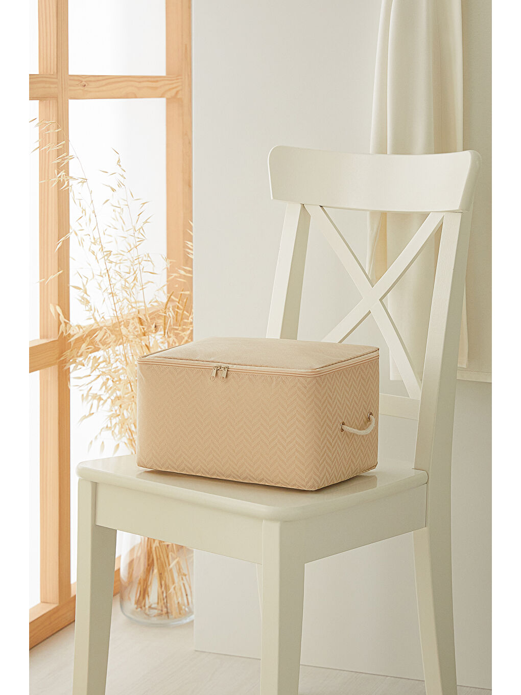 3'lü Küçük Boy Bej Balıksırtı Hurç Set 30 x 22 x 18 cm-1