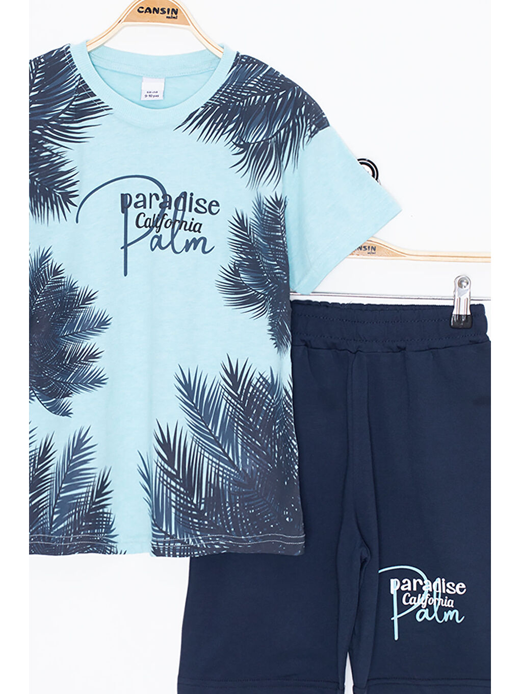 Turkuaz Paradise Yazılı Erkek Çocuk Şortlu 2li Takım 20650-2