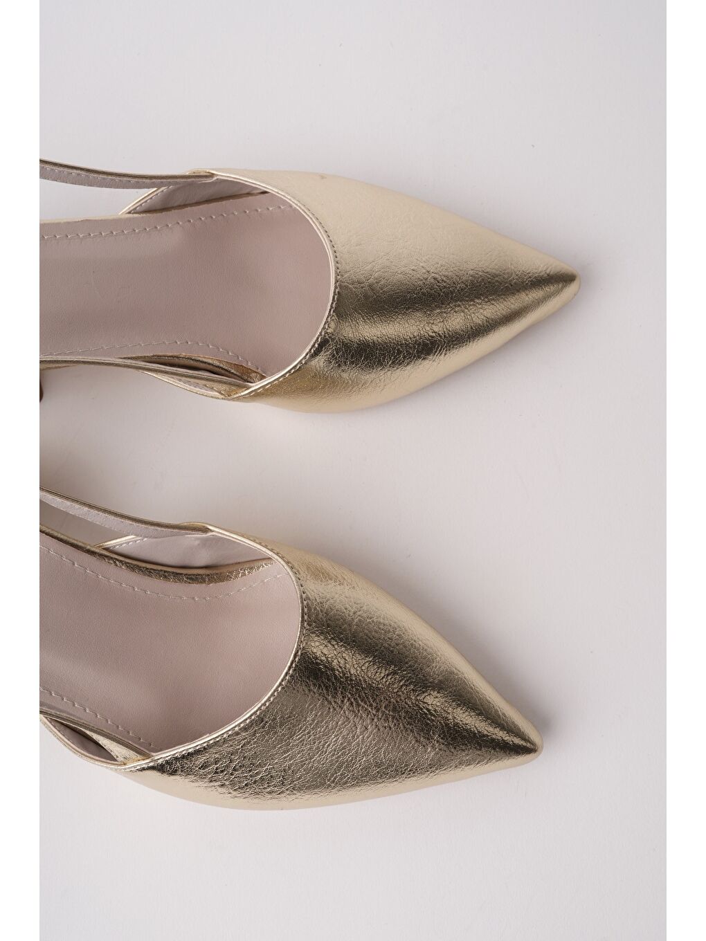 Sarı WONDER Sivri Burun Arkası Açık Kadın Kısa Topuklu Ayakkabı-5