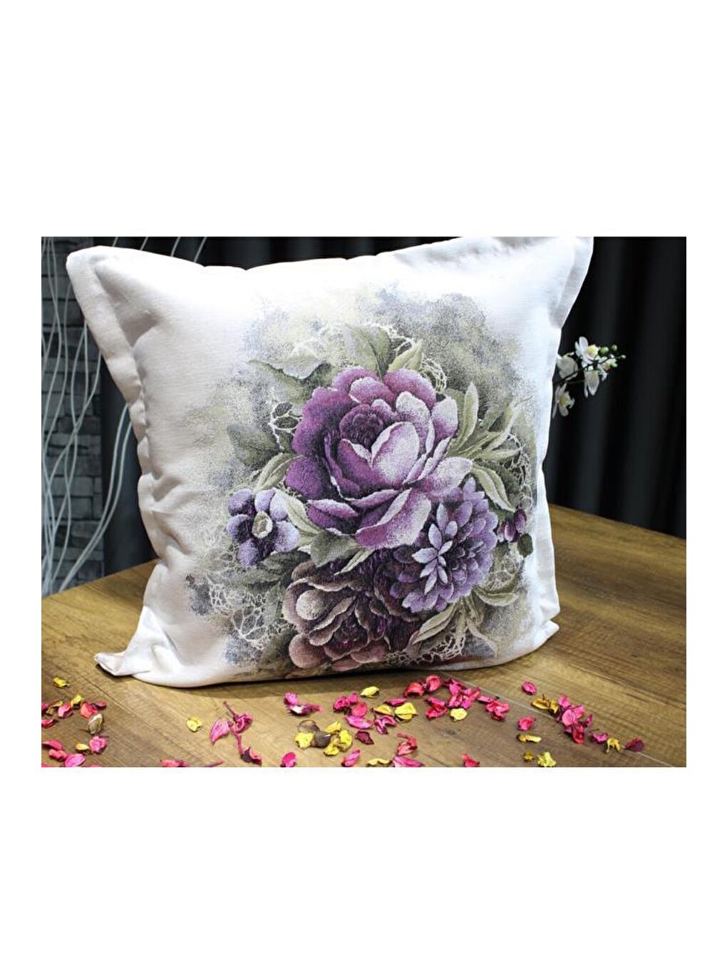 Ekru Goblen Lüx 2 Li Kırlent Kılıfı Krem