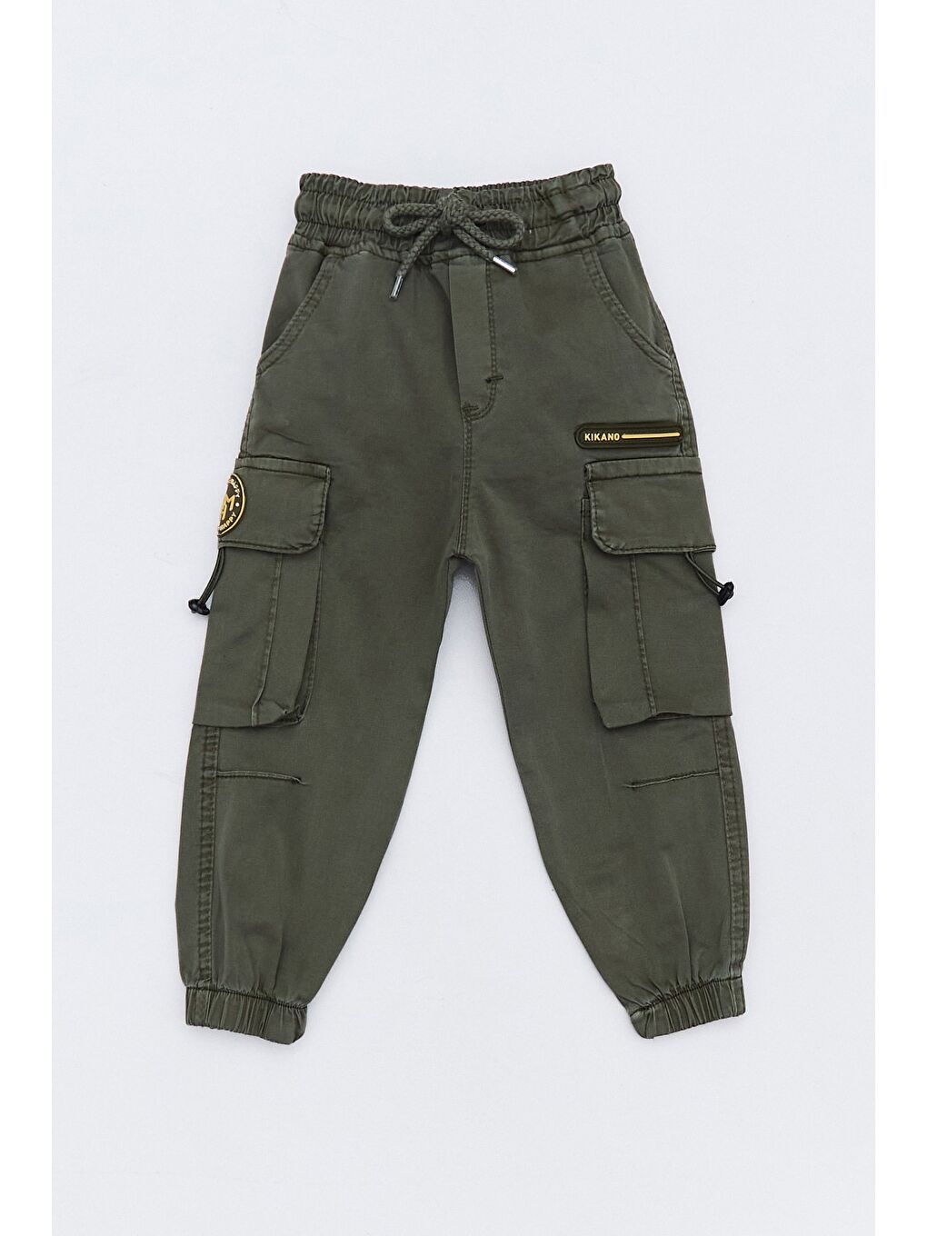 Haki Beli Lastikli Kargo Cepli Erkek Çocuk Jogger Pantolon