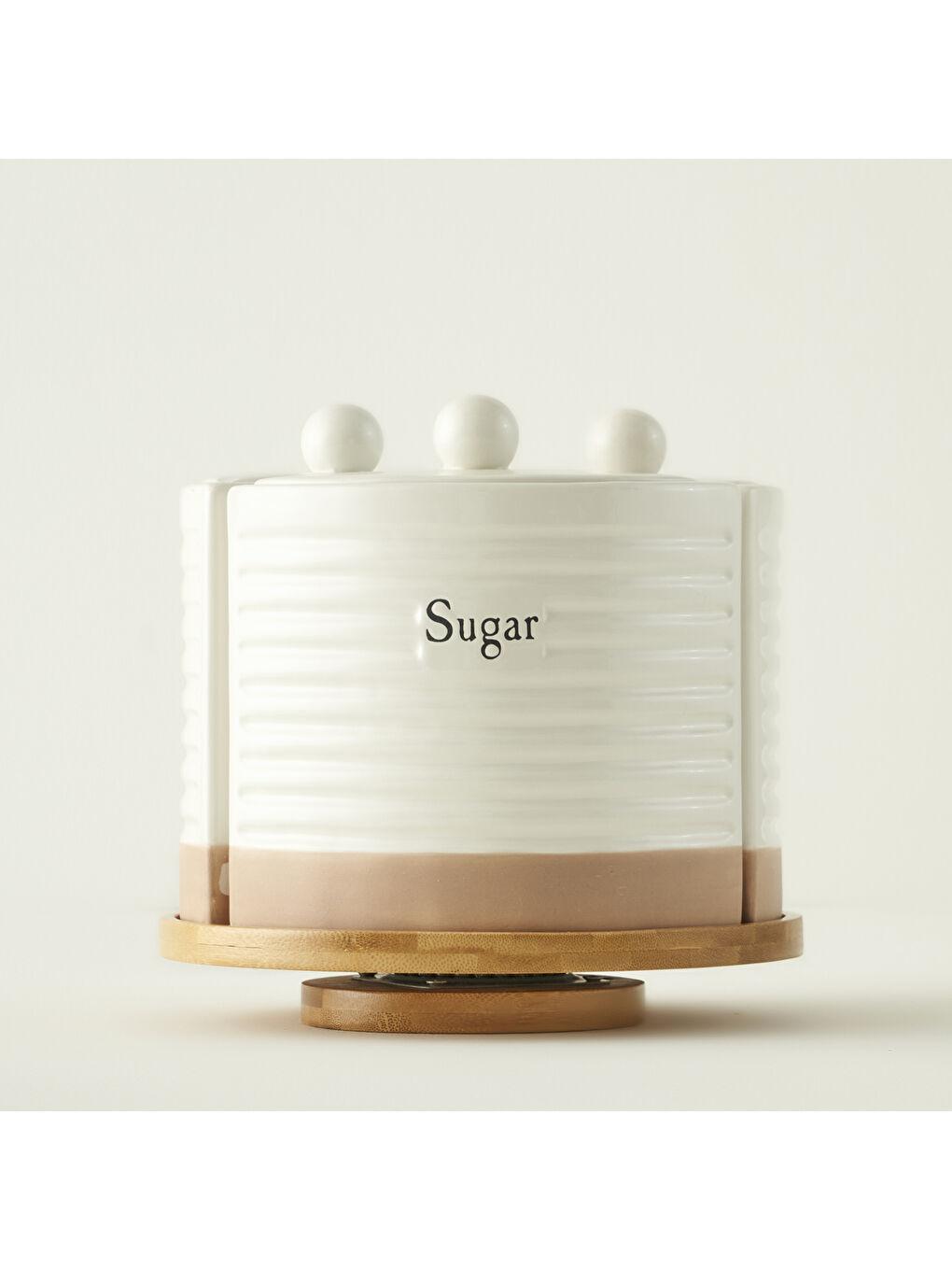 Enjoy Dönen Standlı Seramik Kavanoz Seti Beyaz (22x21,3 cm)