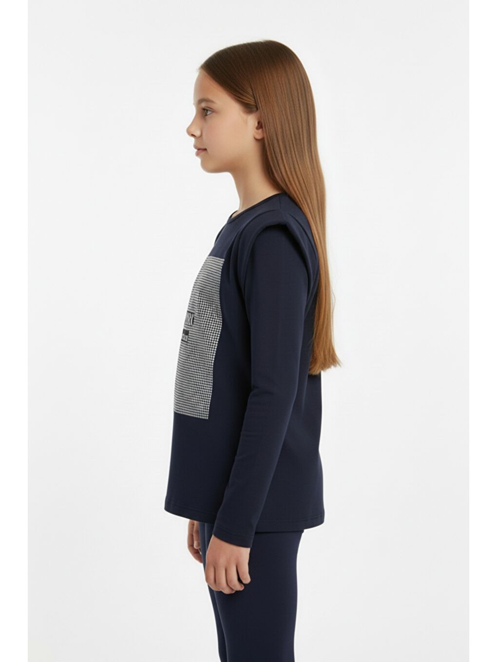 Lacivert Kız Çocuk Baskılı Tişört-2